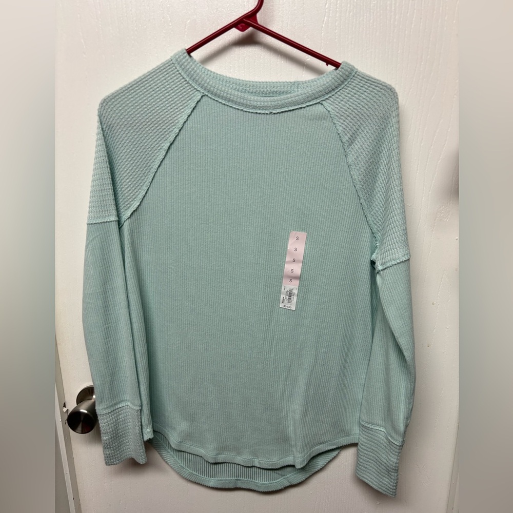 Blue waffle knit sweater